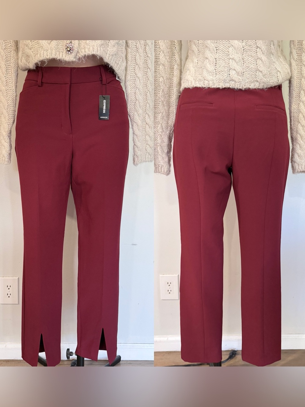 Express Womens Tailored Maroon Ankle Pants size 8 R